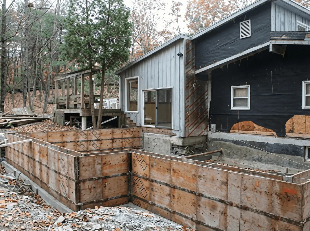 Prepared site with foundation forms for home remodeling and addition project in Glendale, AZ